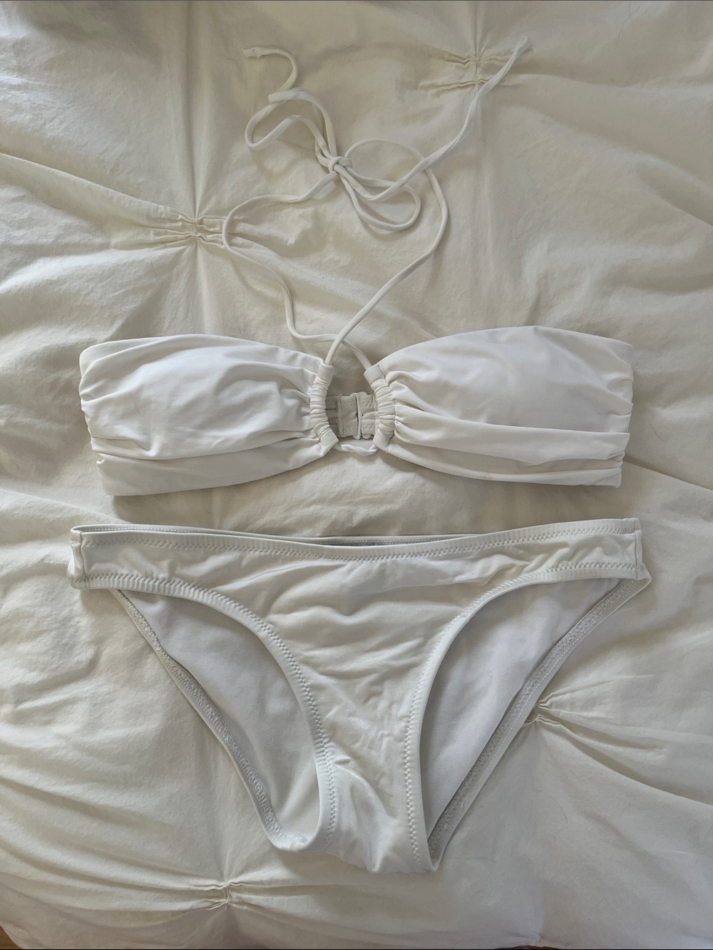 BCBGMaxAzria White Bandeau Bikini Set with Removable Pads